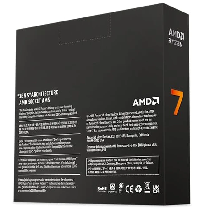 AMD Ryzen(TM) 7 9700X 8-Core, 16-Thread Unlocked Desktop Processor by AMD - Image 2