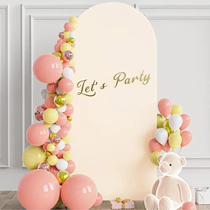 Wokceer 6FT Wedding Arch Cover Spandex Fitted Wedding Arch Stand Covers Round Top Chiara Arch Backdrop Cover for Birthday Party Ceremony Banquet Decoration Beige by Wokceer - Image 4