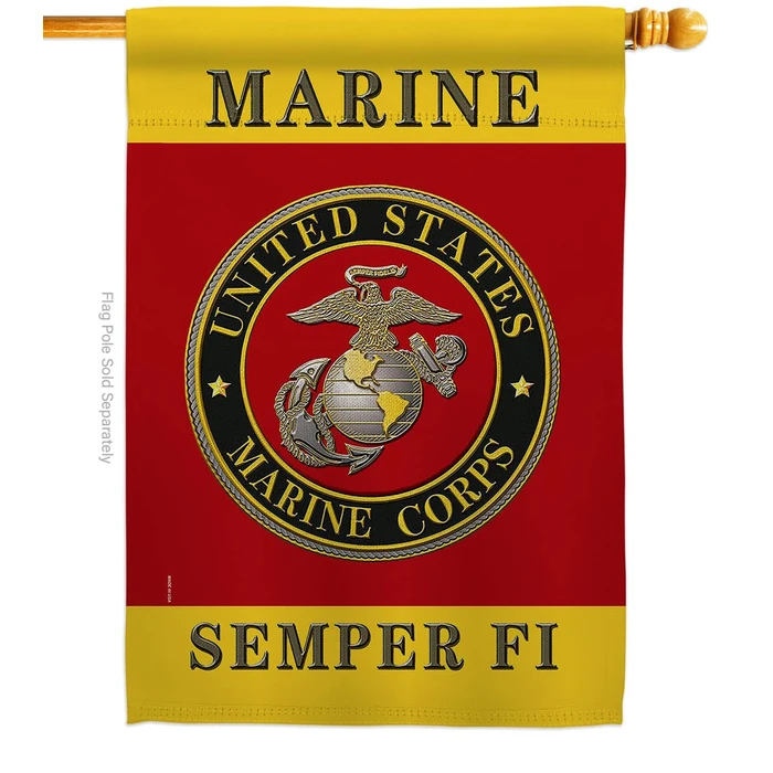 Marine Corps Indoor Decor Banner Room Wall Art Patio Porch Lawn Garden Flag Outdoor Decorations Tapestry Yard Sign Armed Forces USMC Semper Fi American Military Veteran Retire Official Made in USA by US MILITARY - Used - Like New condition