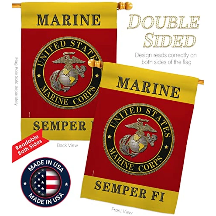 Marine Corps Indoor Decor Banner Room Wall Art Patio Porch Lawn Garden Flag Outdoor Decorations Tapestry Yard Sign Armed Forces USMC Semper Fi American Military Veteran Retire Official Made in USA by US MILITARY - Image 8