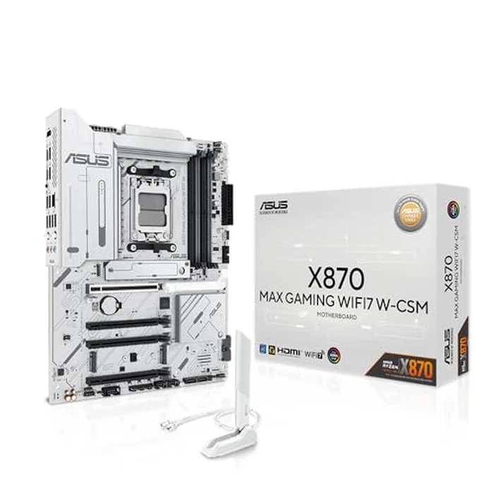 ASUS X870 MAX GAMING WIFI7 W AMD AM5 ATX Motherboard, 8-layer White PCB, 12+2+1 80A DrMOS, DDR5, PCIe 5.0 x16 Q-Release, 3x M.2, Wi-Fi 7 Q-Antenna, USB4(R) Type-C(R), 2.5Gb LAN, BIOS FlashBack(TM), Aura Sync by ASUS - Used - Acceptable condition - US$125.52