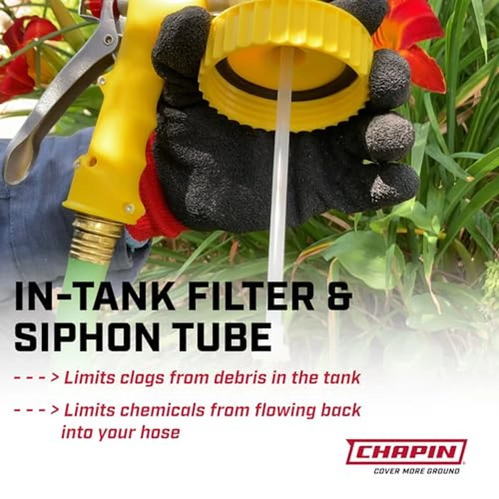 Chapin G364D Lawn and Garden Sprayer Bottle, Standard Hose End Connection, Anti-Siphon Valve, Adjustable Nozzle, Tank Sprays 20Gals, Spraying Plants, Weeds, Insects, Fertilizers, Made in USA, 32oz by Chapin International - Image 3