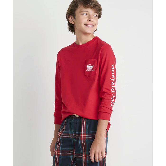 Vineyard Vines Boys' 2025 Santa Whale Long-Sleeve Pocket Tee, Red Velvet, S by vineyard vines - Image 2