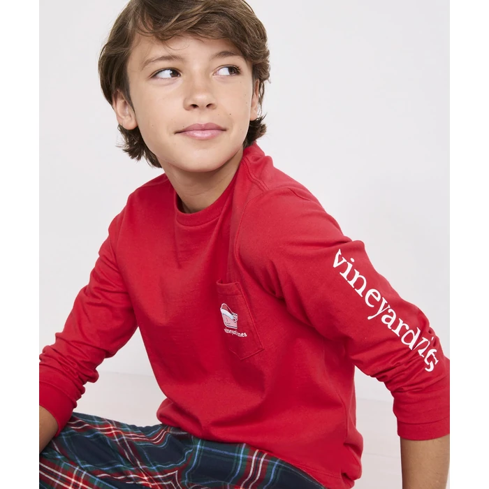 Vineyard Vines Boys' 2025 Santa Whale Long-Sleeve Pocket Tee, Red Velvet, S by vineyard vines - Image 8