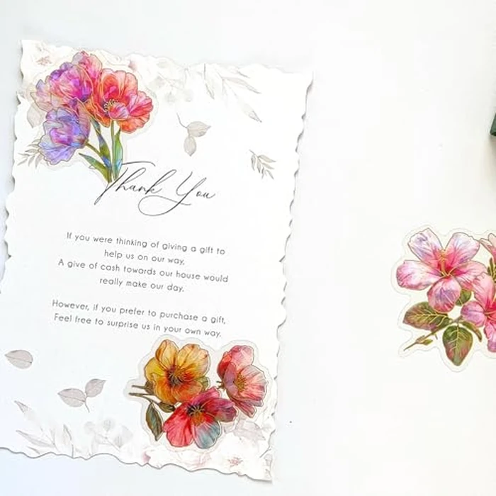 Ychsring Sparkly Flower Stickers - 30 Pcs Clear PET Glitter Nature Plant Floral Stickers for Scrapbook, Journal, Junk Journal, Collage - Holographic Transparent for Resin, Craft, Scrapbook Supplies by Ychsring - Image 3