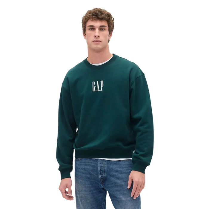 GAP Mens Logo Crewneck Fleece Sweatshirt Tropic Green M by GAP - Used - Like New condition