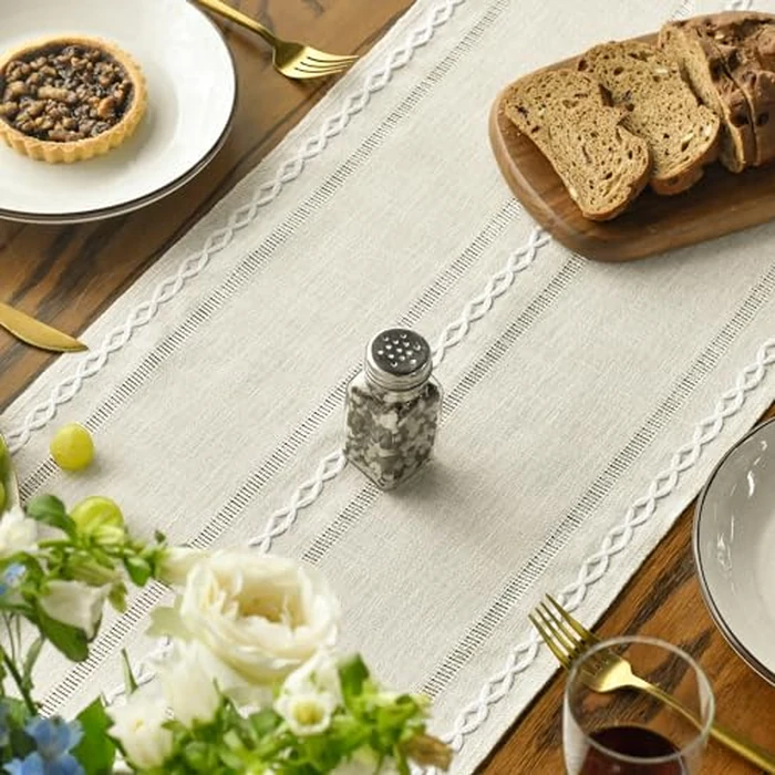 Artoid Mode Boho Cream Tassel Table Runner, Farmhouse Style Kitchen Table Decoration Holiday Wedding Party Dinning Birthday Decor 33x273 cm by Artoid Mode - Image 2