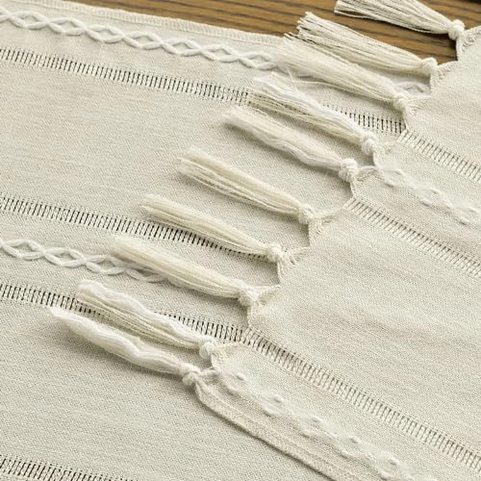 Artoid Mode Boho Cream Tassel Table Runner, Farmhouse Style Kitchen Table Decoration Holiday Wedding Party Dinning Birthday Decor 33x273 cm by Artoid Mode - Image 5