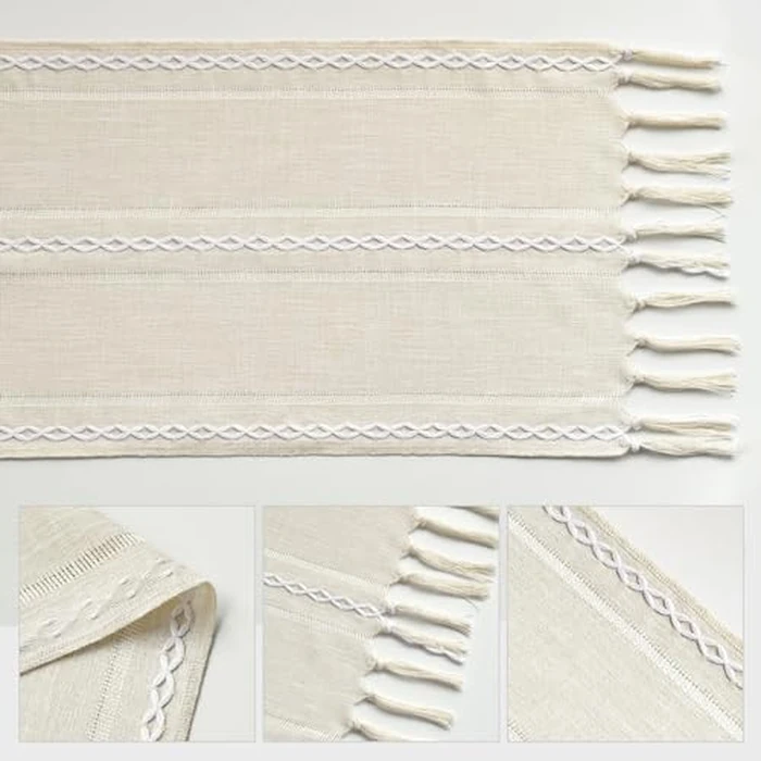 Artoid Mode Boho Cream Tassel Table Runner, Farmhouse Style Kitchen Table Decoration Holiday Wedding Party Dinning Birthday Decor 33x273 cm by Artoid Mode - Image 6
