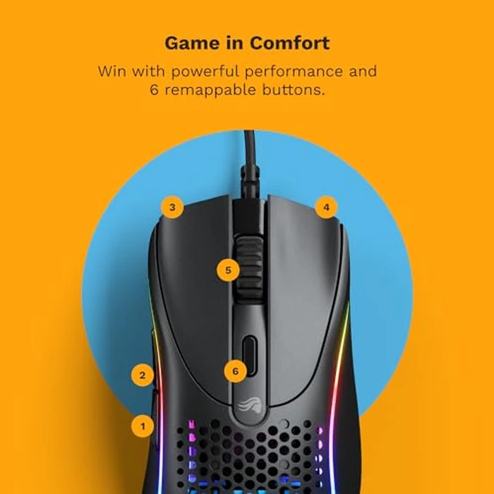 Glorious Gaming - Model D 2: Wired Ergonomic Mouse, Superlight 58g, 26K Optical Sensor, 6 Programmable Buttons, 80 Million Click Lifecycle, FPS, MMO, MOBA, Battle Royale (Black) by GLORIOUS - Image 3
