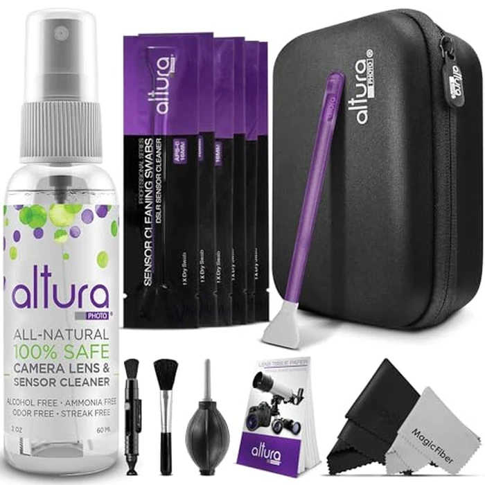 Altura Photo Camera Cleaning Kit - APS-C Lens & Sensor Cleaner with All-Natural Solution, 16mm Factory-Sealed Swabs, Pen, Blower, Brush, Cloths & Hard Case for Canon Nikon Sony DSLR Mirrorless by Altura Photo - Used - Very Good condition - US$28.15