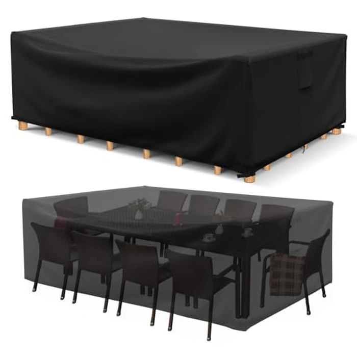 HIGHTQURO Patio Furniture Covers Waterproof, Heavy Duty 600D Outdoor Furniture Covers for Outside Sectional Sofa Set,Tear Resistance and Anti-UV, Black,48"L x 28"W x 13"H by HIGHTQURO - Used - Very Good condition - US$18.61