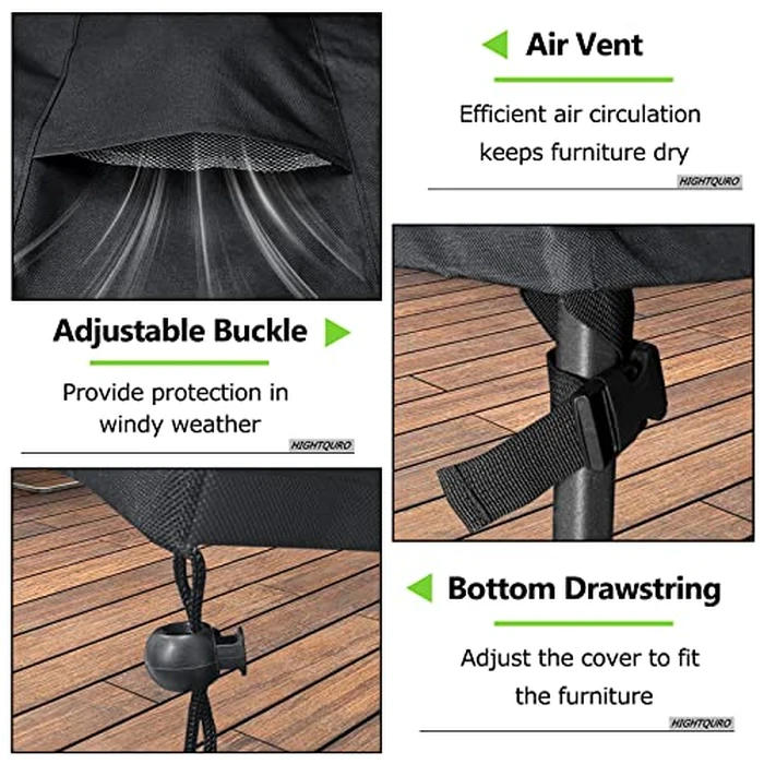 HIGHTQURO Patio Furniture Covers Waterproof, Heavy Duty 600D Outdoor Furniture Covers for Outside Sectional Sofa Set,Tear Resistance and Anti-UV, Black,48"L x 28"W x 13"H by HIGHTQURO - Image 5