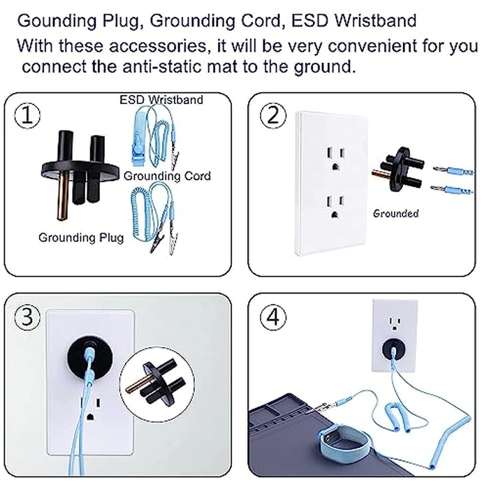 Anti-Static Mat ESD Safe for Electronic Includes ESD Wristband and Grounding Wire, HPFIX Silicone Soldering Repair Mat 932 degreesF Heat Resistant for iPhone iPad iMac, Laptop, Computer, 15.9” x 12” Grey by HPFIX - Image 4