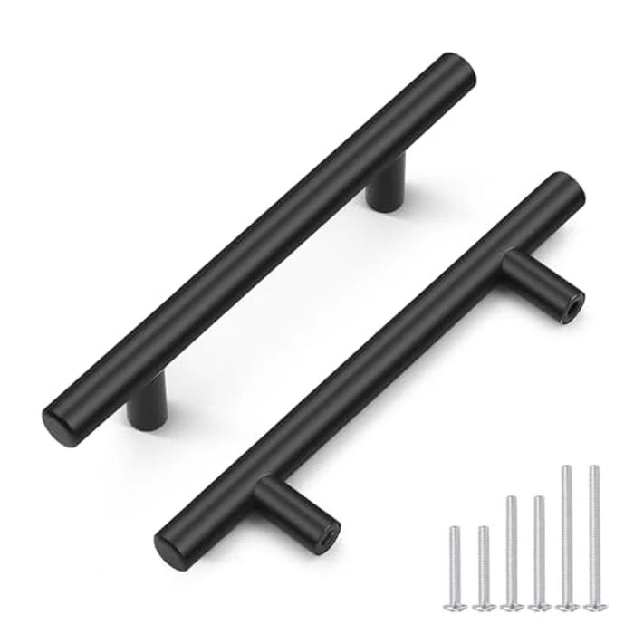 50 Pack Probrico Stainless Steel Matte Black Cabinet Pulls for Kitchen and Bathroom Cabinet Handles Kitchen Cupboard Handles 4" Hole Spacing by Probrico - Image 1