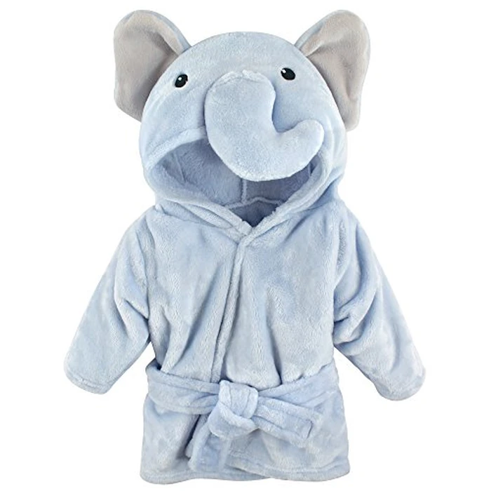 Hudson Baby Unisex Baby Plush Animal Face Bathrobe, Blue Elephant, 0-9 Months by Hudson Baby - Used - Like New condition - US$9.21