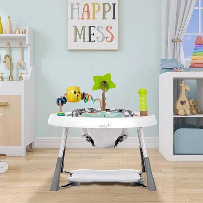 Dream On Me Curio Sit N Seek Baby Activity Center in Grey, 2 in 1 Activity Center and Play Table with 3 Detachable Toys and Music, 3 Level Height Adjustable Positions Activity Center for Baby by Dream On Me - Image 2