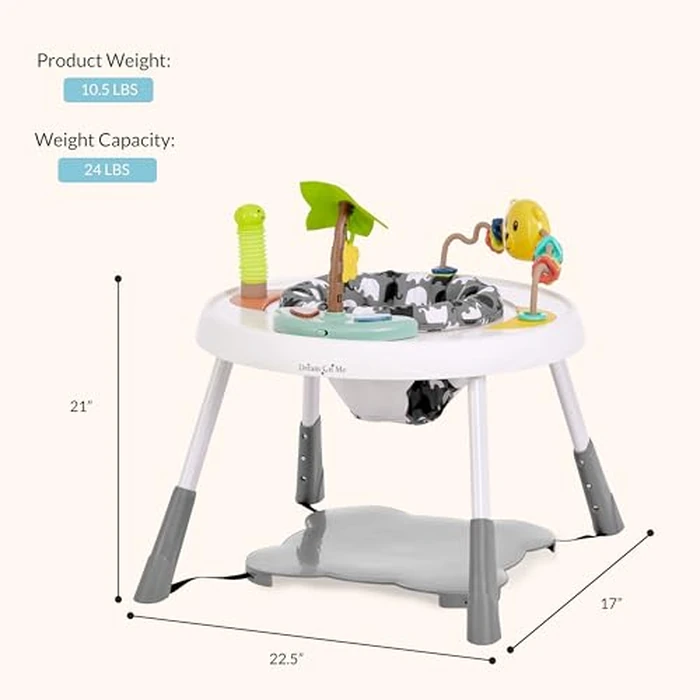 Dream On Me Curio Sit N Seek Baby Activity Center in Grey, 2 in 1 Activity Center and Play Table with 3 Detachable Toys and Music, 3 Level Height Adjustable Positions Activity Center for Baby by Dream On Me - Image 3