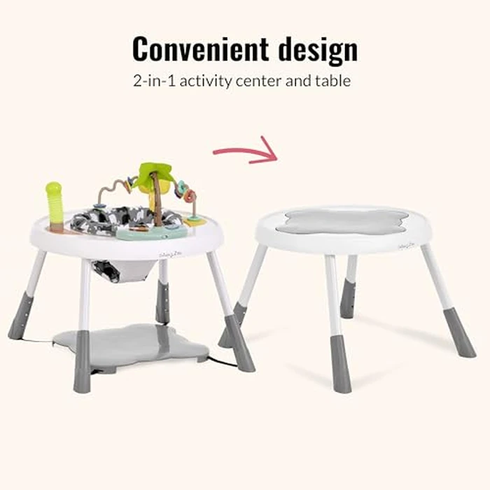 Dream On Me Curio Sit N Seek Baby Activity Center in Grey, 2 in 1 Activity Center and Play Table with 3 Detachable Toys and Music, 3 Level Height Adjustable Positions Activity Center for Baby by Dream On Me - Image 5