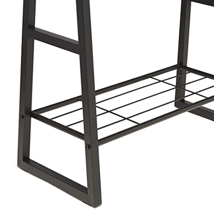 Amazon Basics 9 Hooks Coat Rack, Freestanding Entryway Shoe Bench with Metal 1-Tier Storage Shelf, Space Saving for Hallway and Bedroom, 13" D x 27.6" W x 69" H, Black by Amazon Basics - Image 3