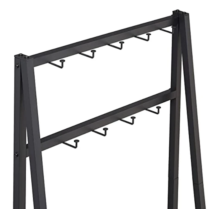 Amazon Basics 9 Hooks Coat Rack, Freestanding Entryway Shoe Bench with Metal 1-Tier Storage Shelf, Space Saving for Hallway and Bedroom, 13" D x 27.6" W x 69" H, Black by Amazon Basics - Image 4