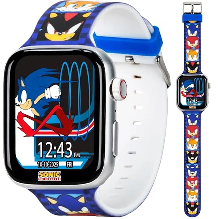 Sonic The Hedgehog Kids Smartwatch - Bluetooth Calling, Messages, Camera, Music, Sleep Tracker, Fitness & Activity Apps - 6 Watch Faces, Touchscreen, USB Rechargeable - Fits Wrists 5.5" to 8" by Accutime - Used - Acceptable condition - US$16.79