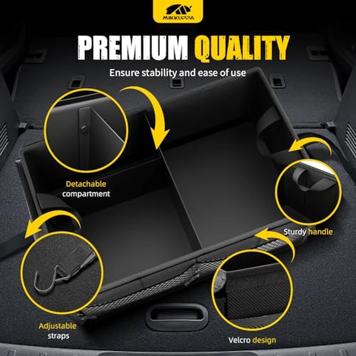 MIKKUPPA Car Trunk Organizer - 65L Collapsible Trunk Organizer with Lid, Sturdy Car Storage for SUV Auto Truck Van with Adjustable Straps and Non Slip Bottom (Black) by MIKKUPPA - Image 4