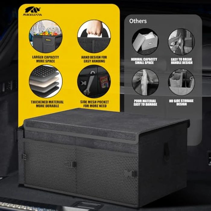 MIKKUPPA Car Trunk Organizer - 65L Collapsible Trunk Organizer with Lid, Sturdy Car Storage for SUV Auto Truck Van with Adjustable Straps and Non Slip Bottom (Black) by MIKKUPPA - Image 7