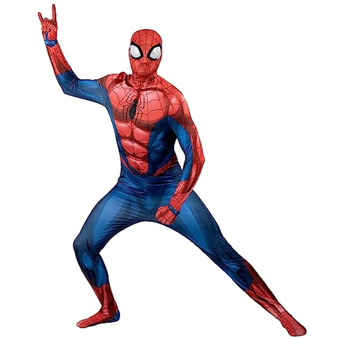 MARVEL Spider-Man Official Adult Deluxe Zentai Halloween Costume - Stretch Spandex with Hidden Zippers and Wrist Slits (S) by Jazwares Costume Play - Used - Like New condition - US$54.12