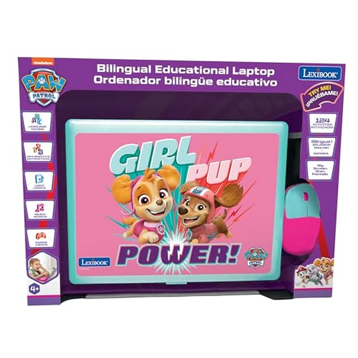 Lexibook, Paw Patrol, Educational and Bilingual Laptop in English/Spanish, Toy for Children with 124 Activities to Learn, Play Games and Music, Pink, JC598PAGi2 by LEXiBOOK - Image 3
