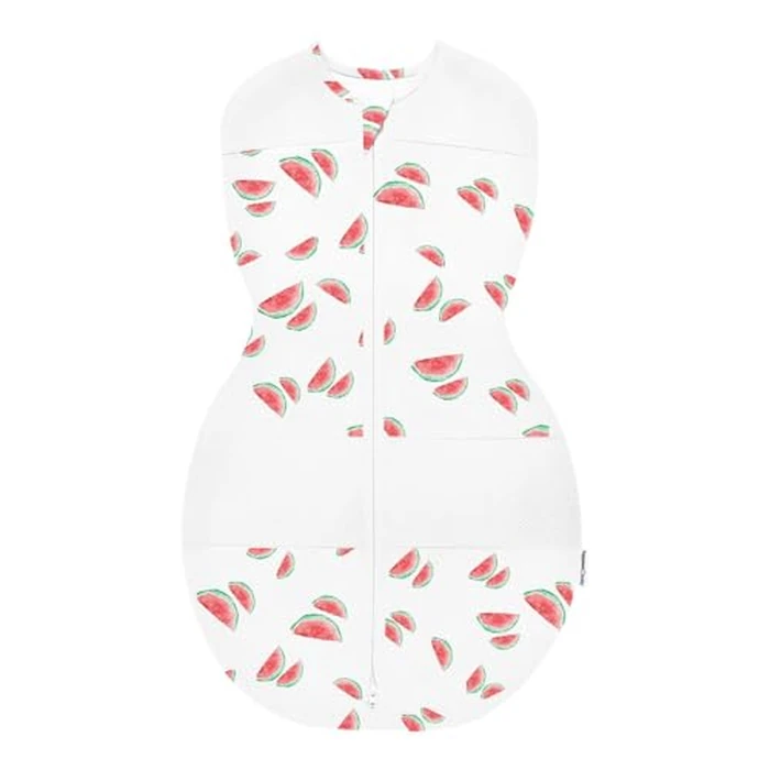 Happiest Baby Sleepea 5-Second Swaddle - 100% Organic Cotton Baby Swaddle Blanket - Doctor Designed Promotes Healthy Hip Development (Ivory Watermelons, Small) by Happiest Baby - Used - Very Good condition - US$23.43