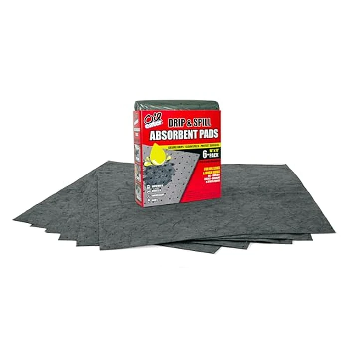 Oil Eater Drip & Spill Universal Pads - Absorbs Liquids | Soaks Oil, Grease, Coolant and Water-Based Fluids - Car, Truck, RV, Motorcycle and Tools - 6 Pack,Grey,15" x 18",AOA-BPL006-GREY by Oil Eater - Used - Like New condition - US$8.36