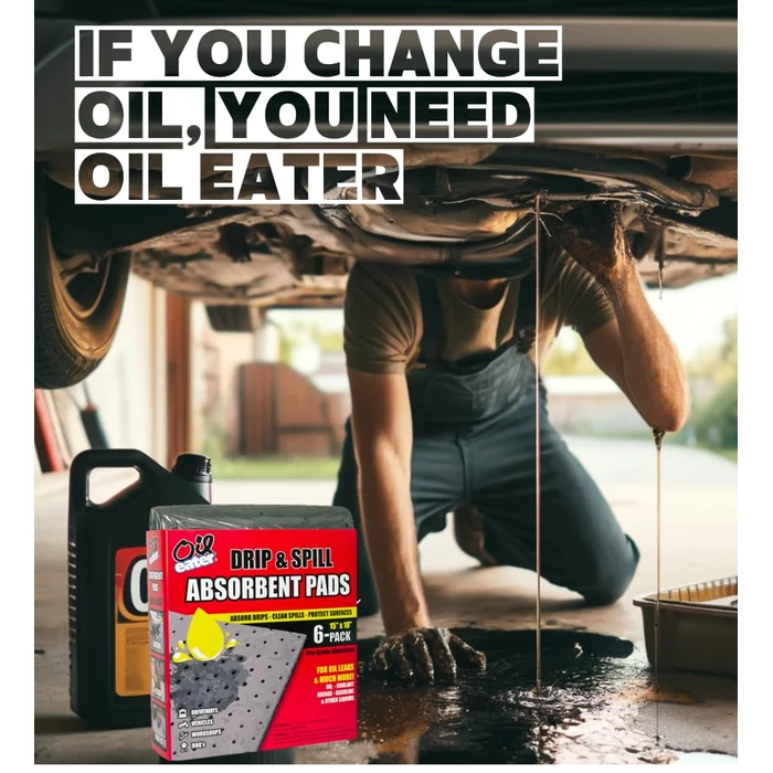 Oil Eater Drip & Spill Universal Pads - Absorbs Liquids | Soaks Oil, Grease, Coolant and Water-Based Fluids - Car, Truck, RV, Motorcycle and Tools - 6 Pack,Grey,15" x 18",AOA-BPL006-GREY by Oil Eater - Image 5