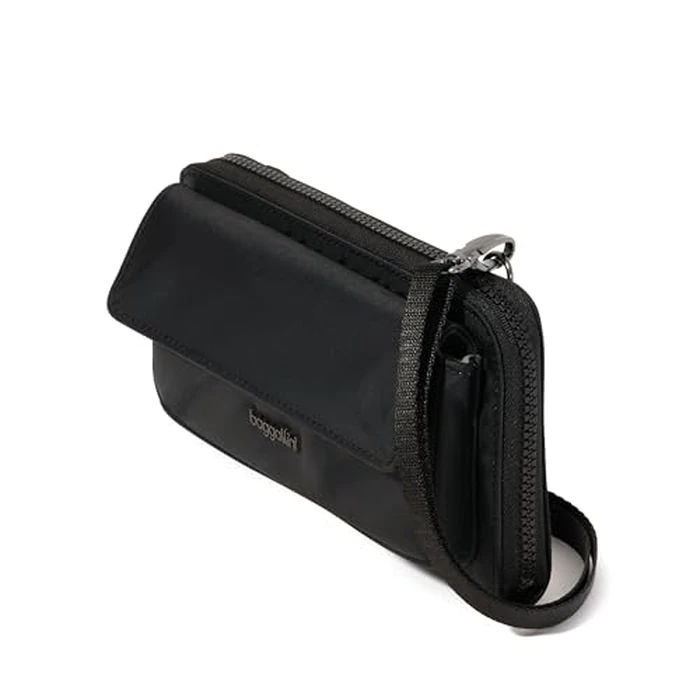 RFID Phone Wallet Crossbody - 8.4"x 4.5" Crossbody Phone Case with Card Holder, Black Twill, Black Twill by Baggallini - Image 5