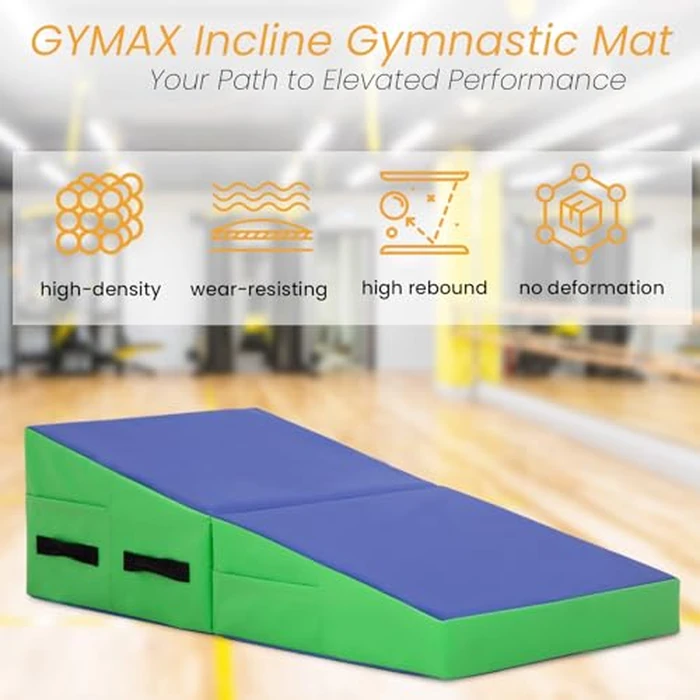 FDW Tumbling Mats Gymnastics Mat Incline Indoor/Outdoor yoga mat for Home Gym Folding Exercise Mat with Non-Slip Surface & Handles Cheese Wedge Mat Blue by FDW - Image 5