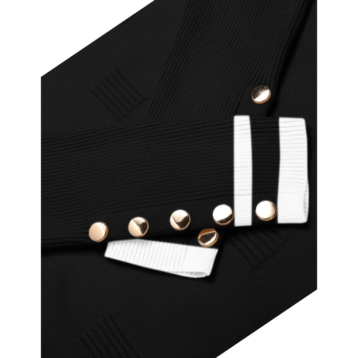 Zeagoo Womens Long Sleeve Sweaters Light V Neck Fall Button Shirt Tops Dressy Work Blouses Sweater Fashion Tunic Trendy Clothes Black-White by Zeagoo - Image 6