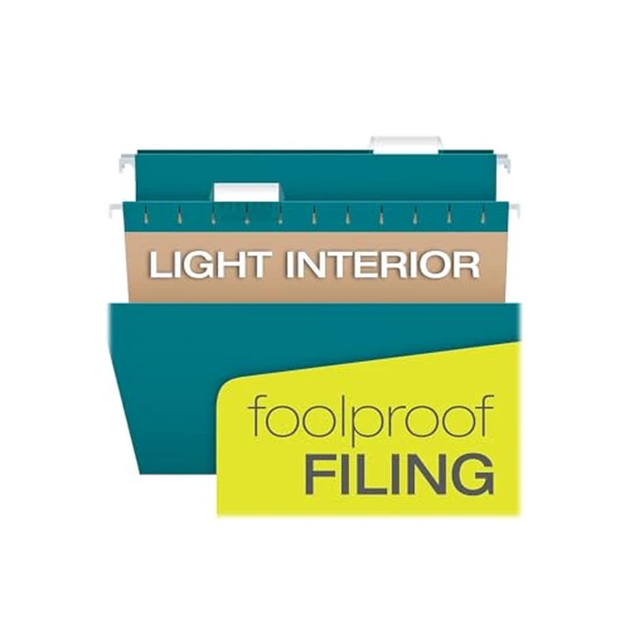Pendaflex Recycled Hanging File Folders, Letter Size, Assorted Jewel-Tone Colors, Two-Tone for Foolproof Filing, 1/5-Cut Tabs, 25 Per Box (81667) by Pendaflex - Image 4