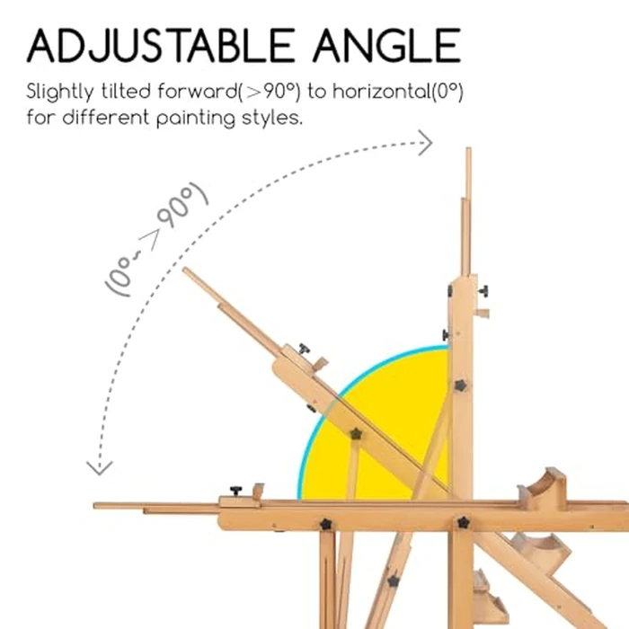 MEEDEN Extra Large Heavy-Duty H-Frame Studio Easel - Solid Beech Wooden Artist Professional Easel, Painting Art Easel Stand with 4 Premium Locking Silent Caster Wheels, Hold Max 82" by MEEDEN - Image 3