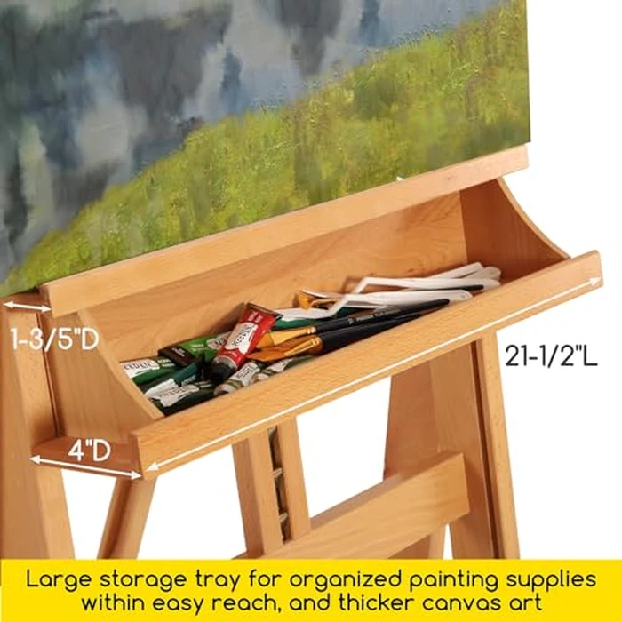 MEEDEN Extra Large Heavy-Duty H-Frame Studio Easel - Solid Beech Wooden Artist Professional Easel, Painting Art Easel Stand with 4 Premium Locking Silent Caster Wheels, Hold Max 82" by MEEDEN - Image 5