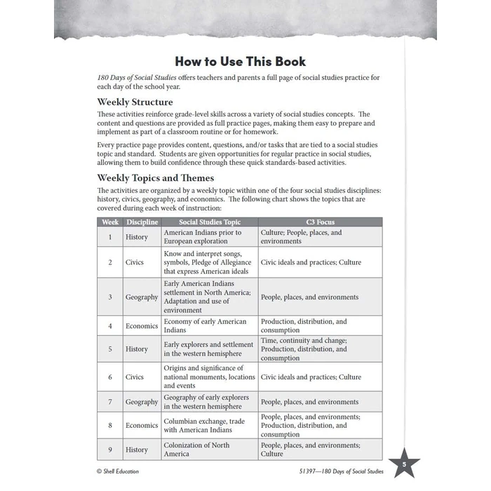 180 Days(TM): Social Studies for Fifth Grade: Practice, Assess, Diagnose by Shell Education - Image 3