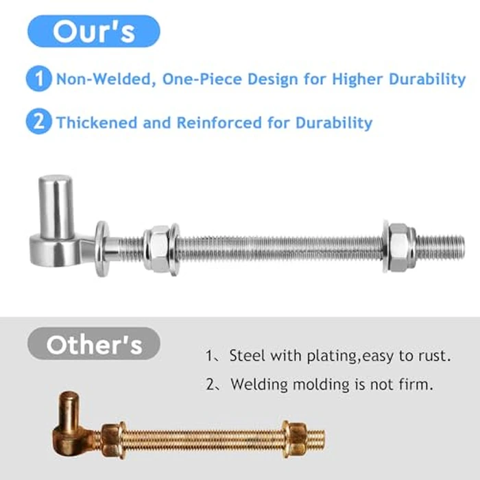 Vatemechie Premium Heavy-Duty Stainless Steel J-Bolt Gate Hinge, 6" - Ultimate Durability and Reliability for Farm, Garden, and Industrial Gates (5/8" Pin, Nuts & Washers Included, 2Pcs) by Vatemechie - Image 2