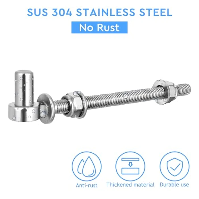 Vatemechie Premium Heavy-Duty Stainless Steel J-Bolt Gate Hinge, 6" - Ultimate Durability and Reliability for Farm, Garden, and Industrial Gates (5/8" Pin, Nuts & Washers Included, 2Pcs) by Vatemechie - Image 3