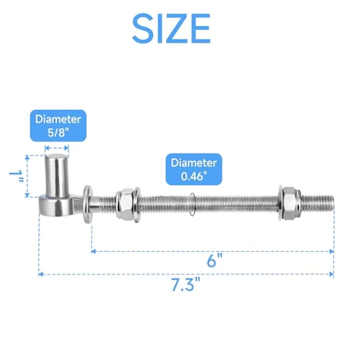Vatemechie Premium Heavy-Duty Stainless Steel J-Bolt Gate Hinge, 6" - Ultimate Durability and Reliability for Farm, Garden, and Industrial Gates (5/8" Pin, Nuts & Washers Included, 2Pcs) by Vatemechie - Image 4