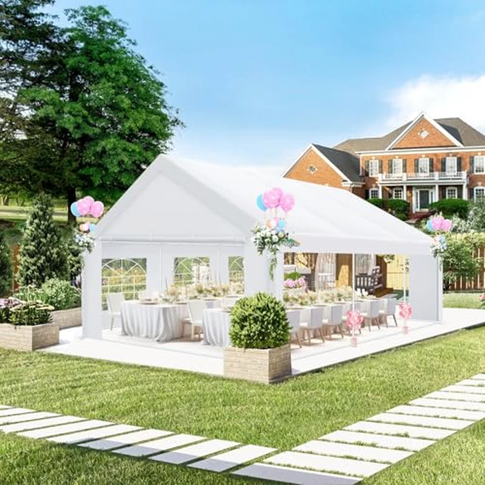 COBIZI 20x20 FT Party Tent Heavy Duty, Large Outdoor Event Tents for Parties with 6 Sidewalls & Built-in Sandbags,Waterproof Wedding Canopy Gazebo Temporary Shelter,Carport,Camping,Patio,Windproof by COBIZI - Used - Very Good condition - US$460.84