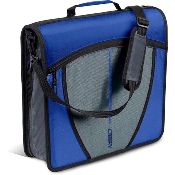Case-it The Mighty Zip Tab Zipper Binder - 3 Inch O-Rings - 5 Color Tab Expanding File Folder - Multiple Pockets - 600 Sheet Capacity - Comes with Shoulder Strap - Blue D-146 by Case it - Used - Good condition