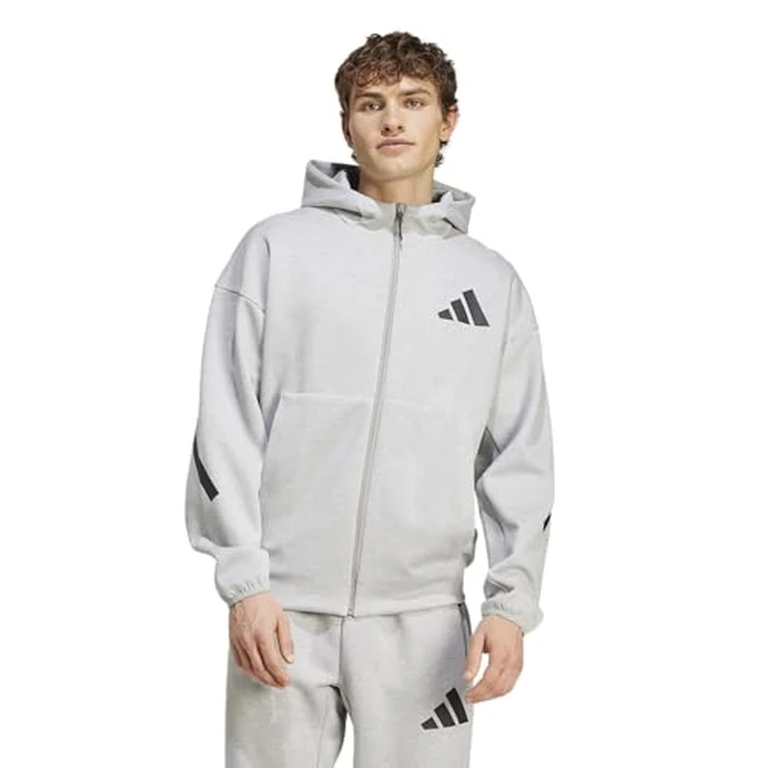 adidas Men's Z.N.E. Full-Zip Hoodie, Medium Grey Heather, Large by adidas - Image 1