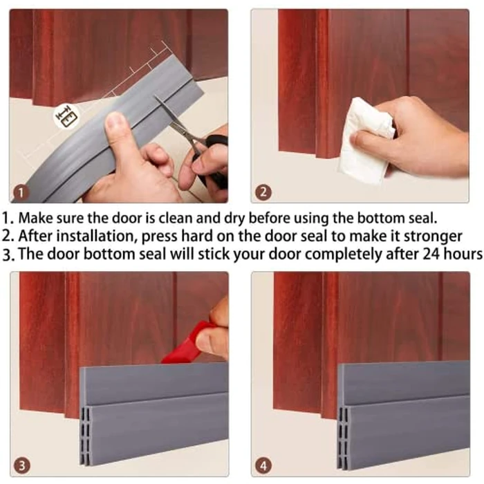 Door Draft Stopper Under Door Seal for Exterior/Interior Doors, Door Sweep Strip Under Door Draft Blocker, Soundproof Door Bottom Weather Stripping, 2" W x 39" L, (Black 2 Pack) by AIMINTSEN - Image 6
