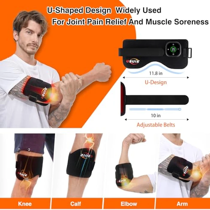aGIOGIO Leg Heating Pad Wrap with Red Light Therapy for Knee & Leg Pain Relief, Muscle Injuries, RLS & More, 3 Infrared Heating Modes, Cordless Use for Elderly & Athletes by aGIOGIO - Image 3
