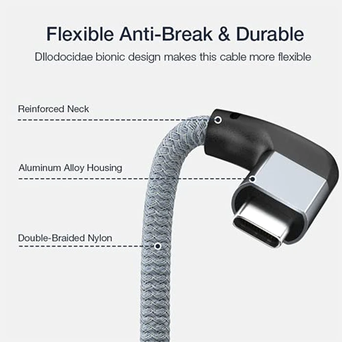 UseBean Right Angle USB C Extension Cable 1.6FT, 90 Degree USB-C 3.2 Gen2 20Gbps Male to Female 4K Video Cord, L-Shape Type C Extender, for iPhone 16 15, MacBook Mac, Magsafe, Switch, Steam Deck by UseBean - Image 5
