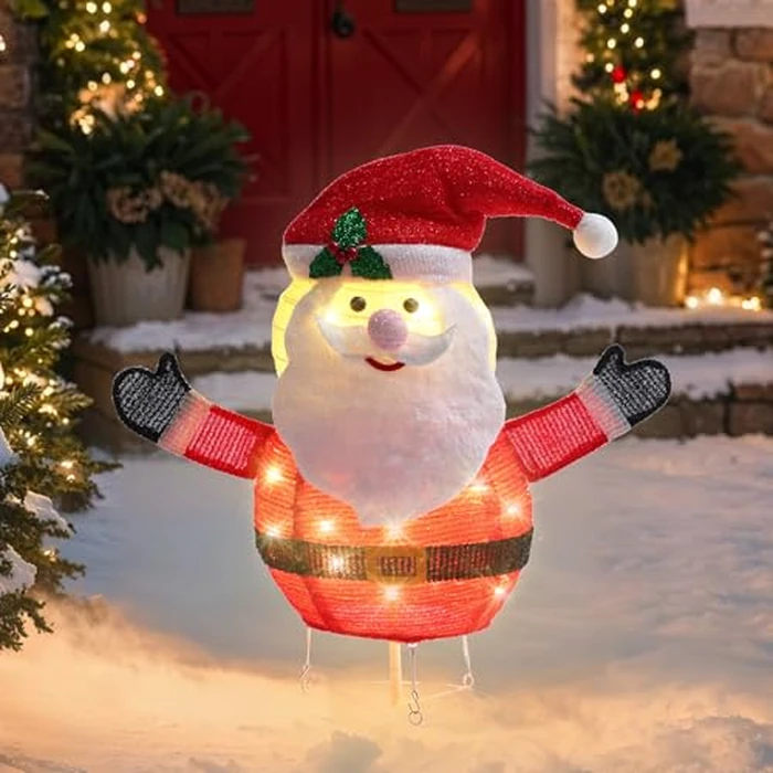 GENIMO Santa Claus Outdoor Christmas Decorations, 30 Lights Pop-up Lighted Warm White Light Pre-Lit Santa for Holiday Decor Outside Indoor Home Lawn Yard Garden Patio Stakes(24 in) by GENIMO - Image 1